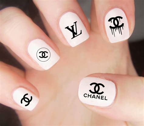 chanel logo nail decal|Chanel nail design stickers.